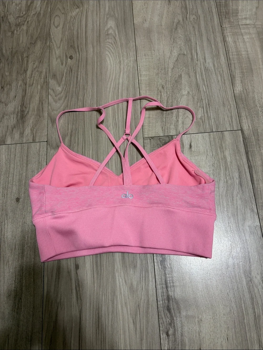 ALO Yoga Pink Strappy Cross-Back Sports Bra